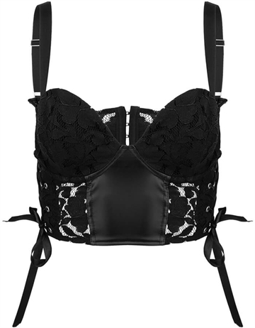 Noir Handmade Læderlook blonde bustier top med snørre